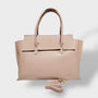 Sac à main large en cuir vachette - Beige