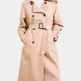 Long solid color trench coat with belt