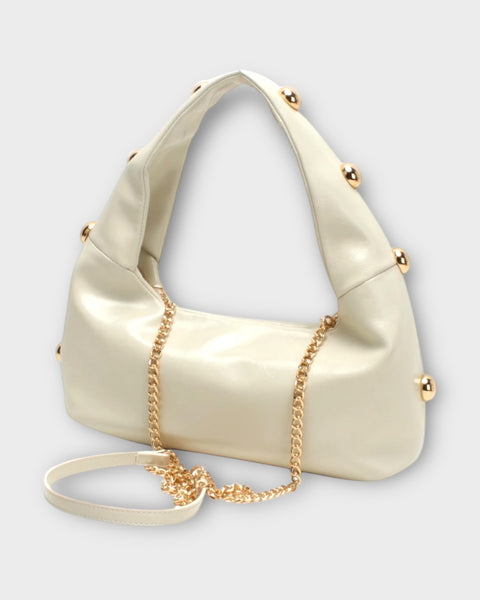 Sac à main chic couleur crème avec dorure