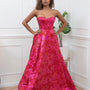 Robe fleuris 3D, longue avec bustier et fente élégante