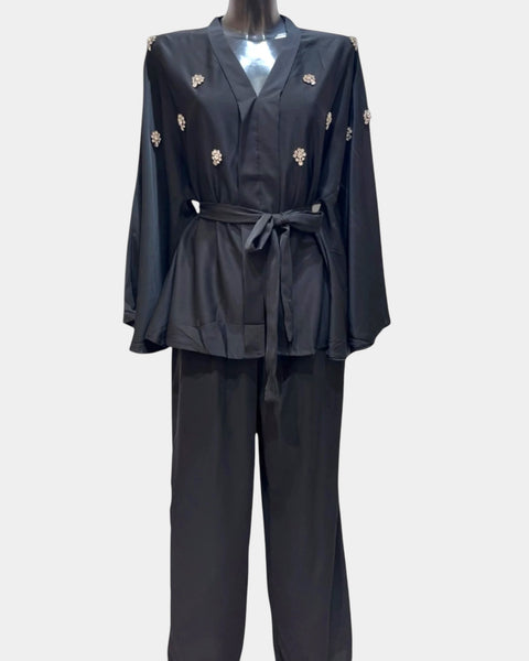 Ensemble 2 pièces blouse et pantalon avec dourures