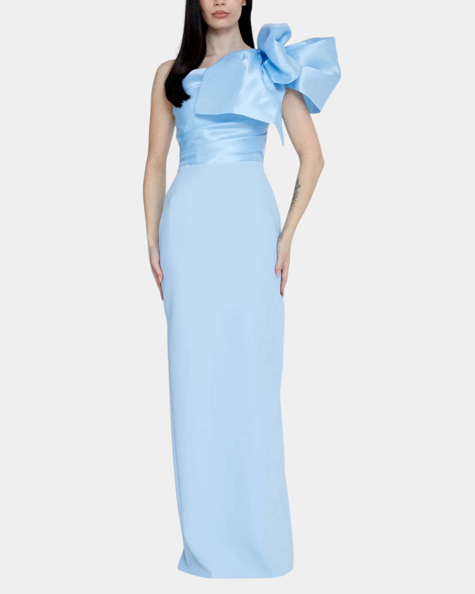 Maxi shoulder dress - crepe fabric