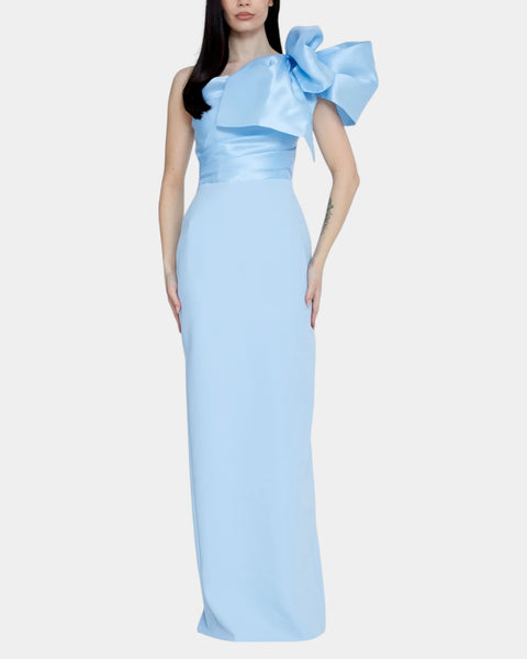 Maxi shoulder dress - crepe fabric