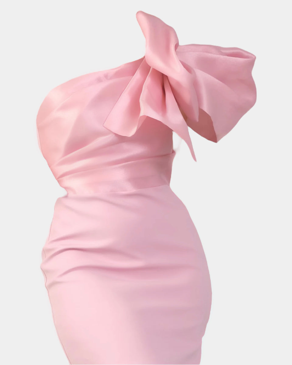 Maxi shoulder dress - crepe fabric