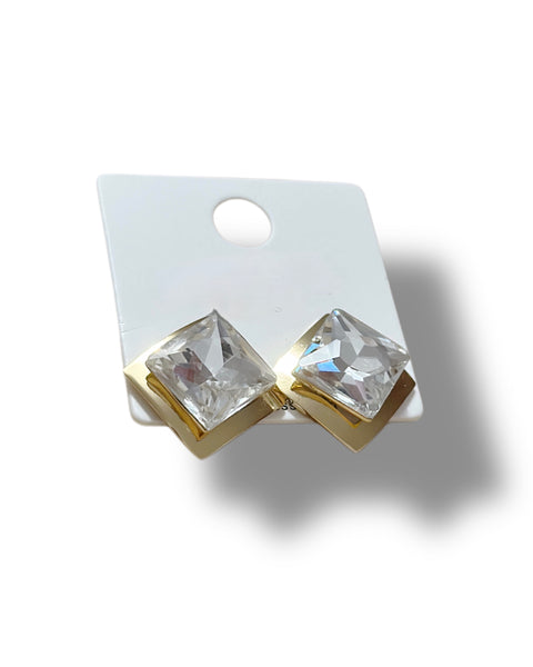Gold and Crystal Earrings - Stainless Steel