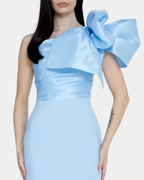 Maxi shoulder dress - crepe fabric