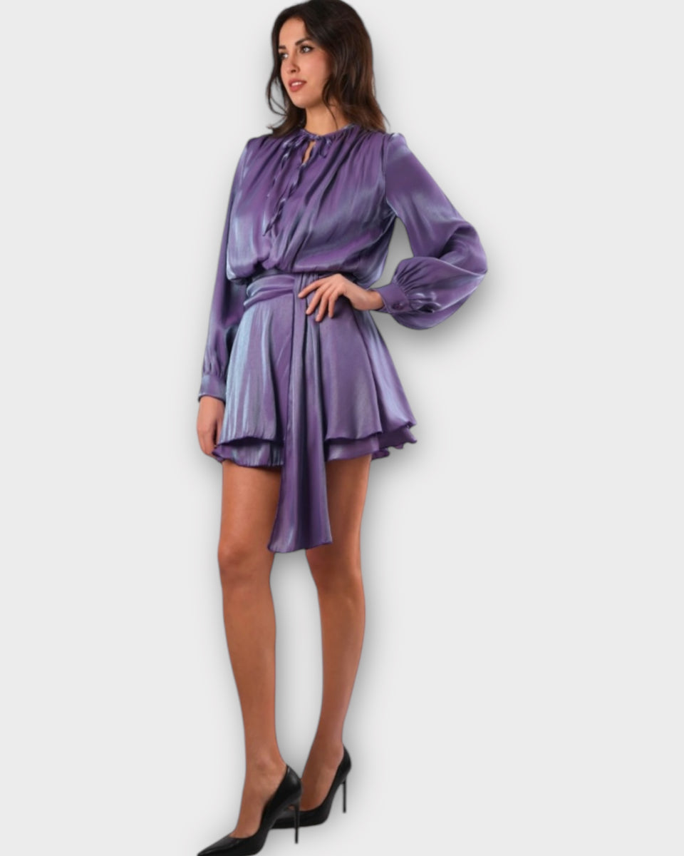 Robe courte réfléchissante en viscose