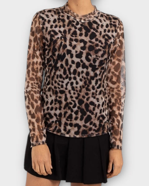 Blouse en mesh - imprimé léopard