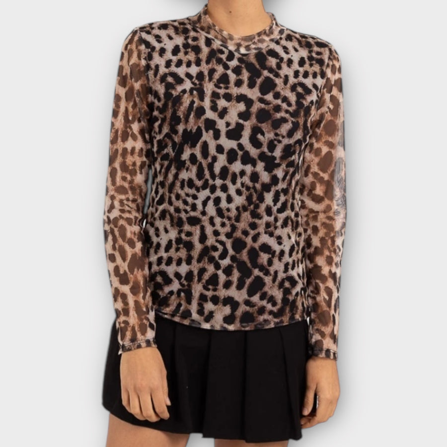 Blouse en mesh - imprimé léopard