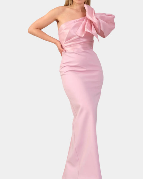 Maxi shoulder dress - crepe fabric