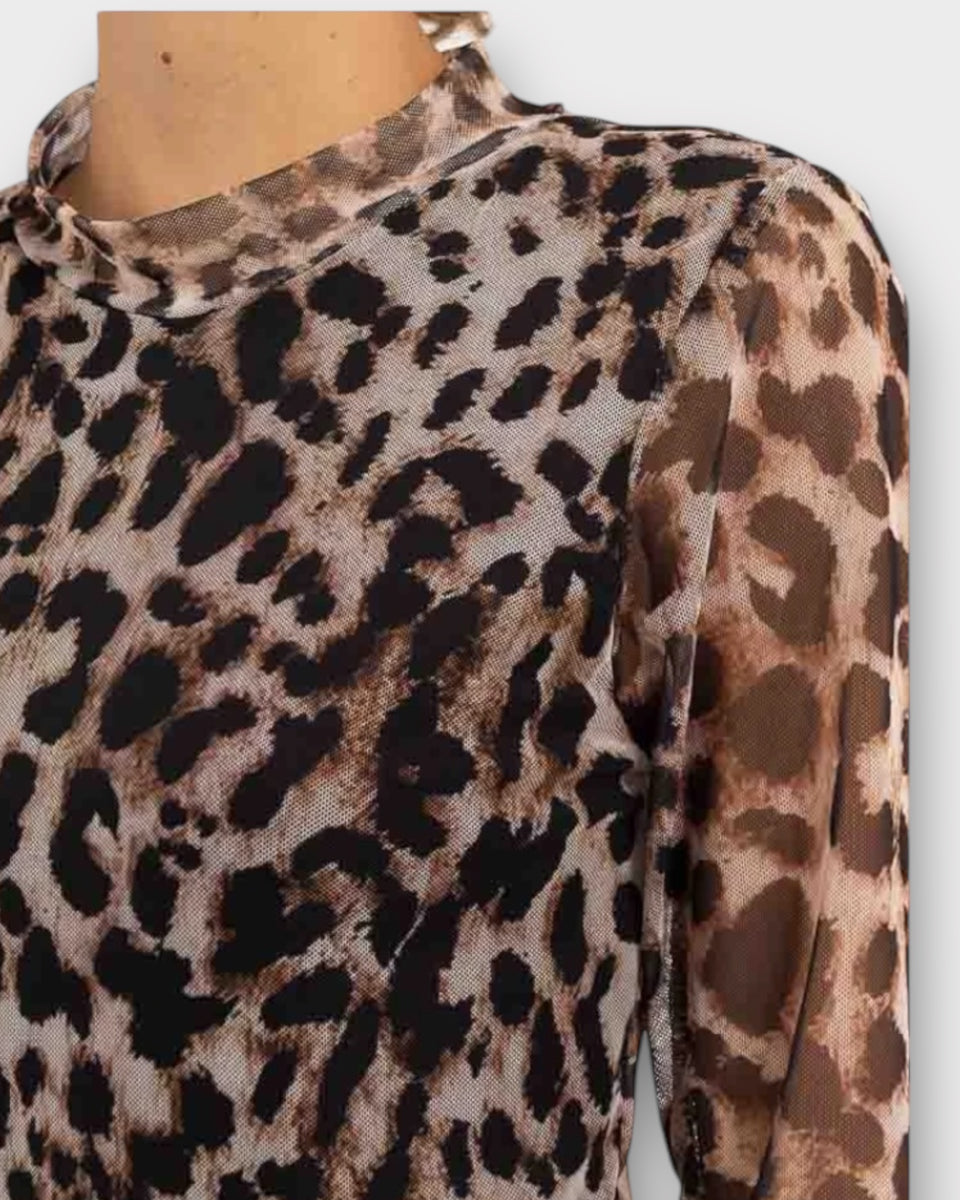Blouse en mesh - imprimé léopard
