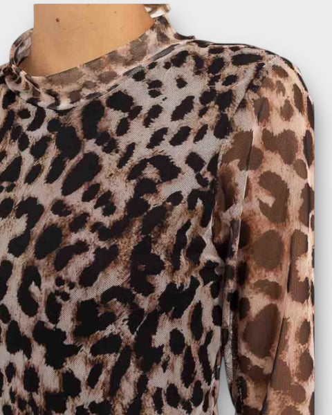Blouse en mesh - imprimé léopard