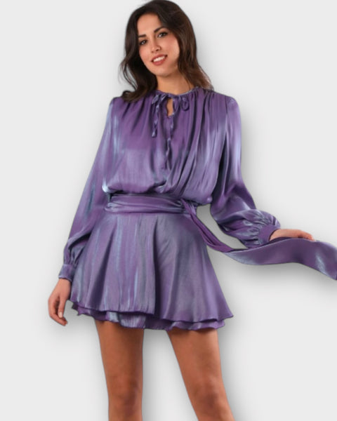 Robe courte réfléchissante en viscose