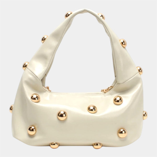 Sac à main chic couleur crème avec dorure