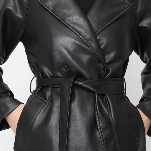 Trench oversized similicuir noir
