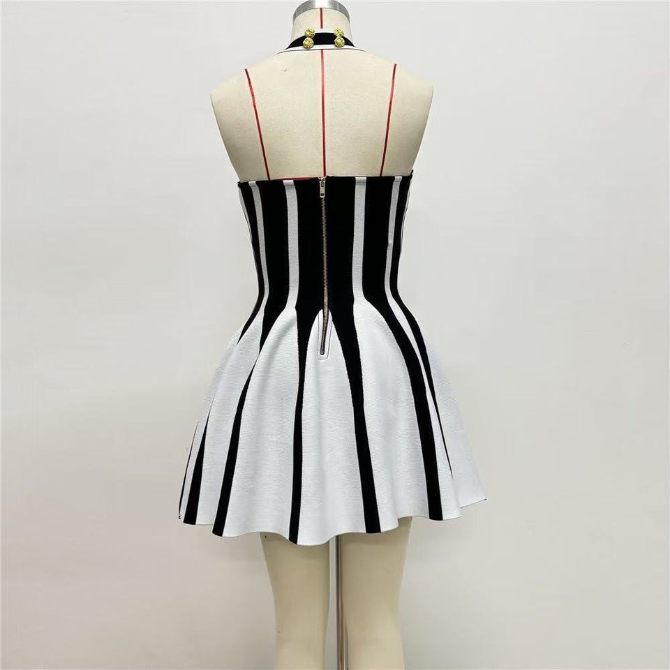 Robe courte bandage blanc /noir
