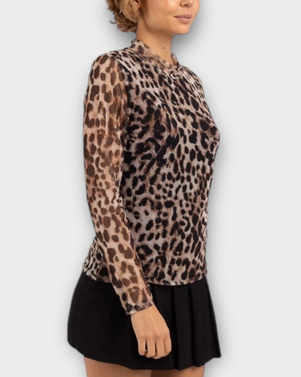 Blouse en mesh - imprimé léopard