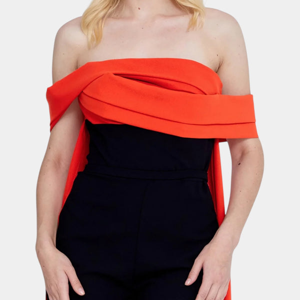 Combinaison avec cape longue couleur noir et orange