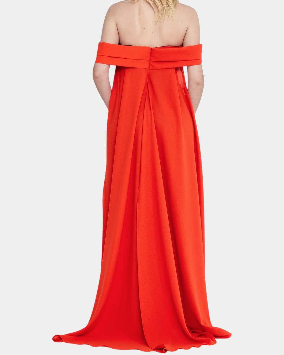 Black-orange long cape pantsuit