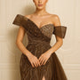 Robe de soirée prestige, bustier orné maxi
