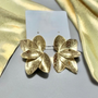 Flower design earrings - gold color stainless steel
