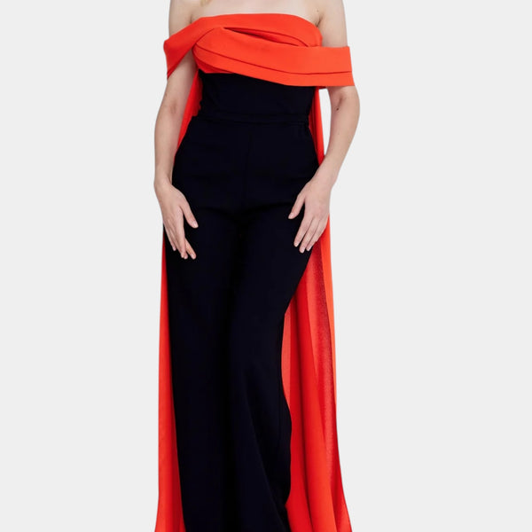 Combinaison avec cape longue couleur noir et orange