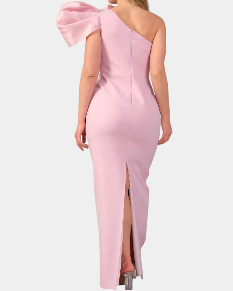 Maxi shoulder dress - crepe fabric