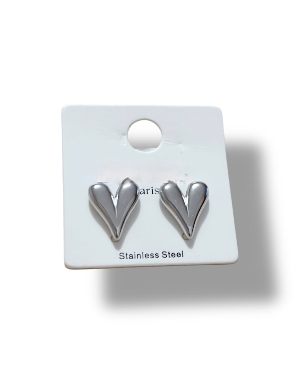 Small stainless steel earrings in gold and gray colors