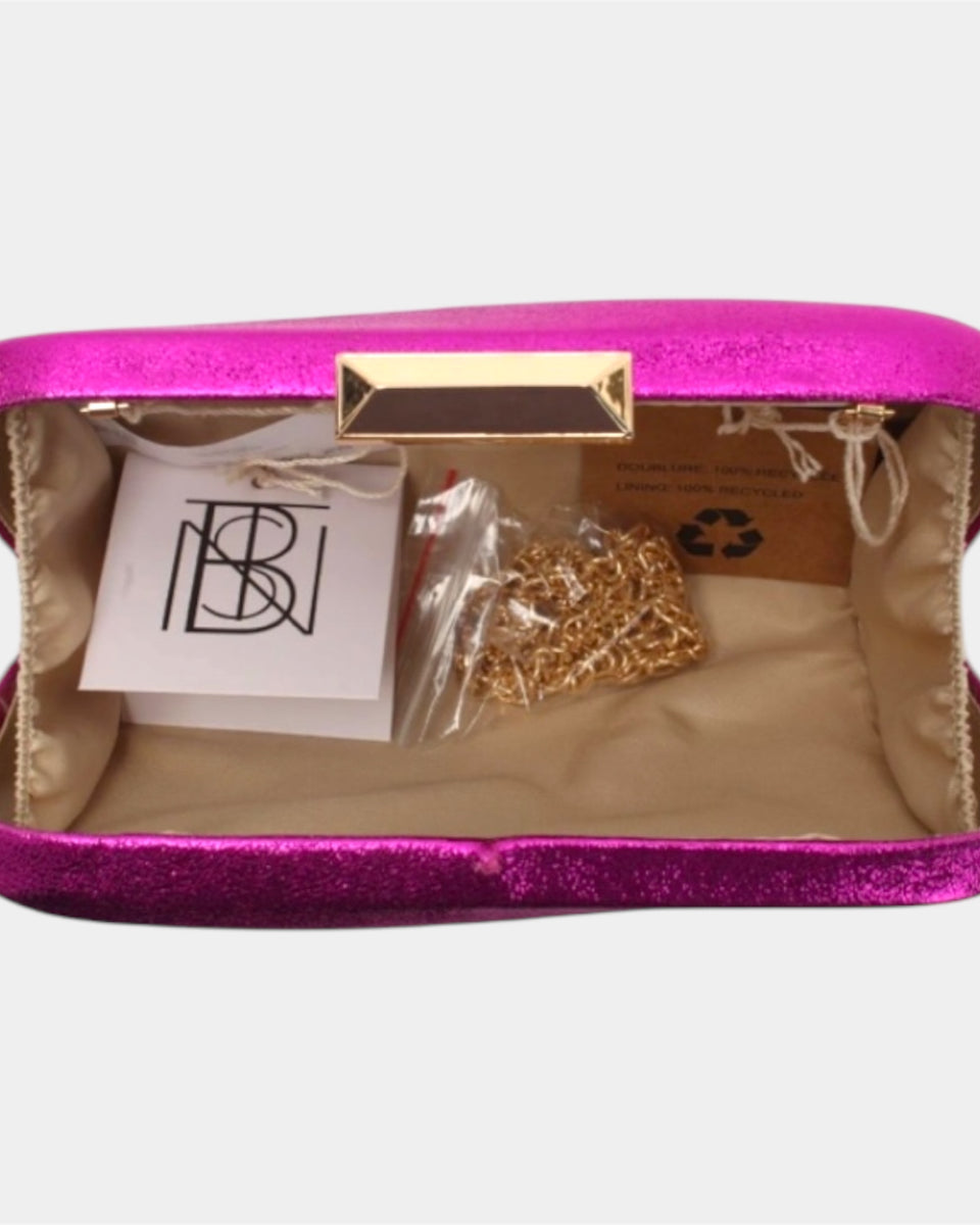 Pochette de soirée rose vibrant pailletée