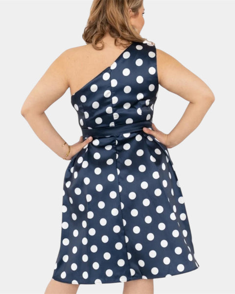 Robe cocktail imprimé pois