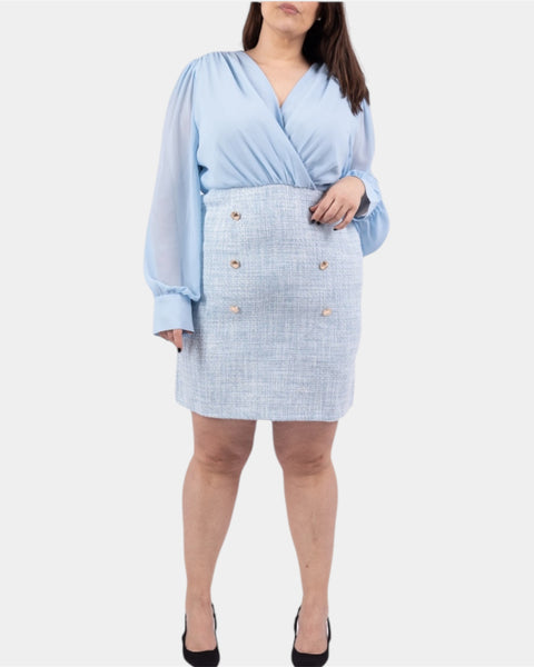 Robe bi matière en tweed grande taille