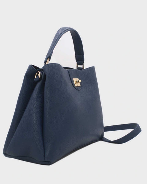 Grained leather effect handbag
