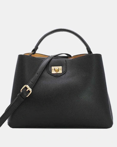 Grained leather effect handbag