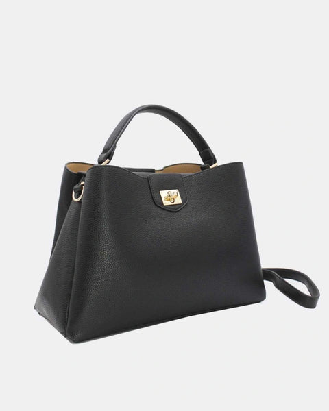 Grained leather effect handbag