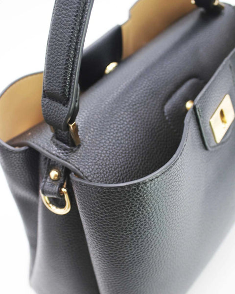 Grained leather effect handbag